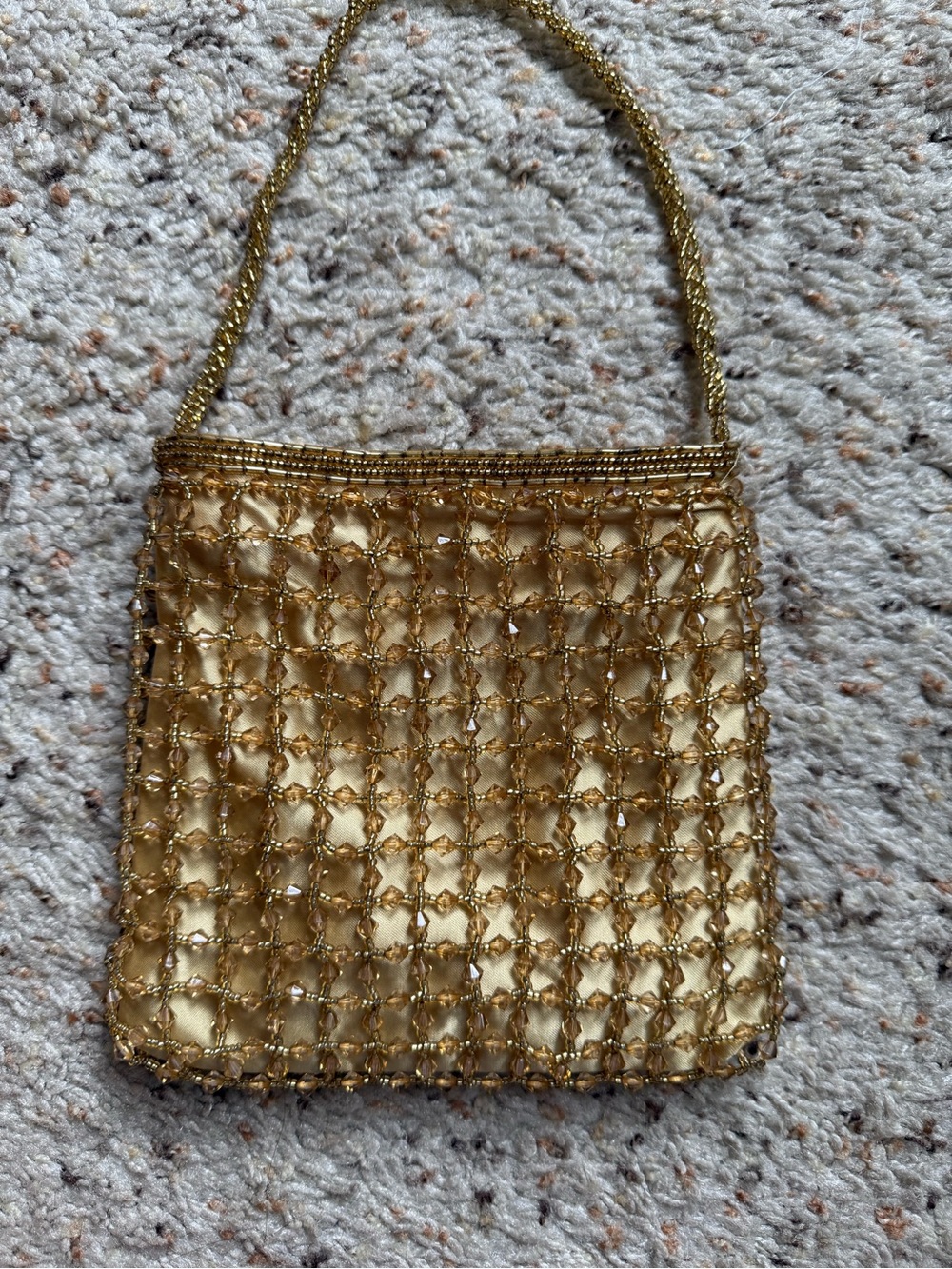 Source Unknown Gold Beaded Evening Clutch